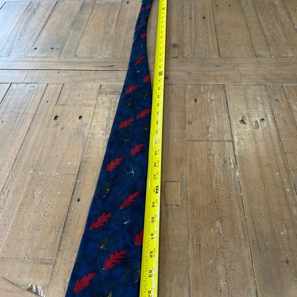 ERMENEGILDO ZEGNA Tie 100% Silk Blue Gold Leaf Print Necktie ITALY Luxury - Picture 3 of 6